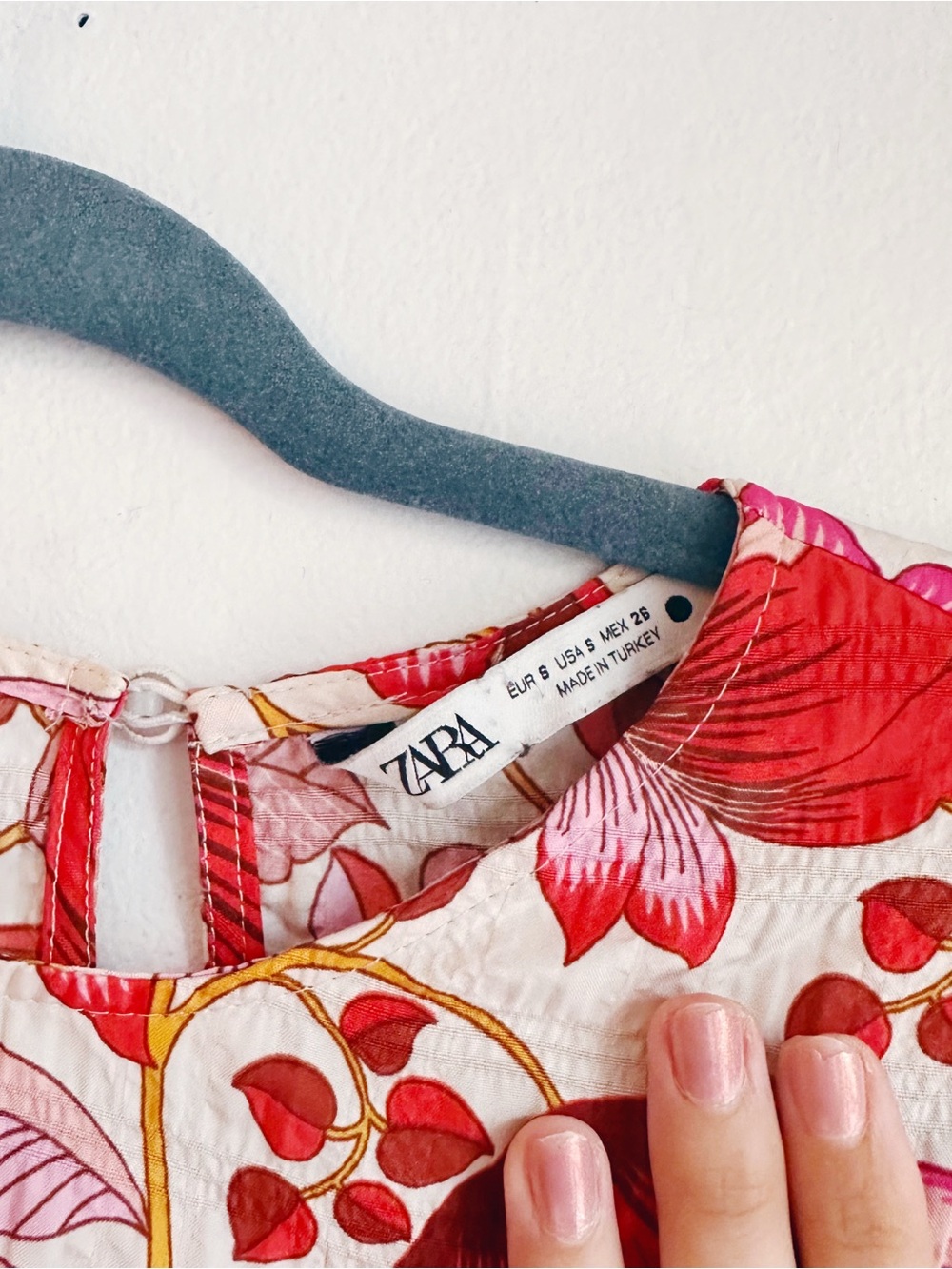 ZARA Floral The Sharon Dress Babydoll Tiered red pink Small Coquette Cottagecore - Picture 7 of 7